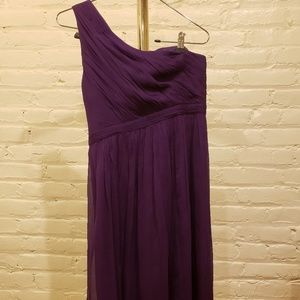 Silk A-symmetrical shoulder dress